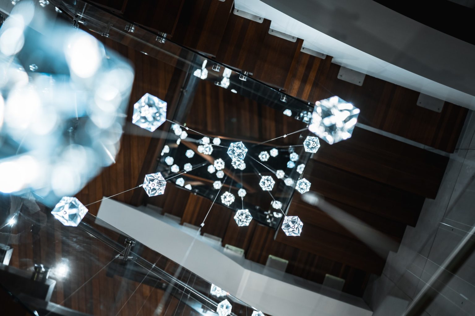 a chandelier from a ceiling