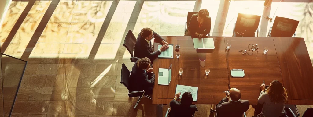 professionals discussing ai search platform benefits at a conference table.